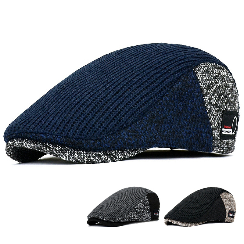 Snapback Hat Flat - Men Newsboy Hats Thick Autumn Winter