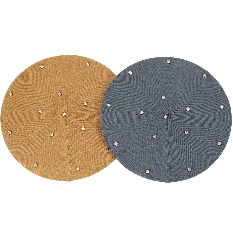 Women's Colour Rhinestones Ber - Beret French Wool 评论和价格