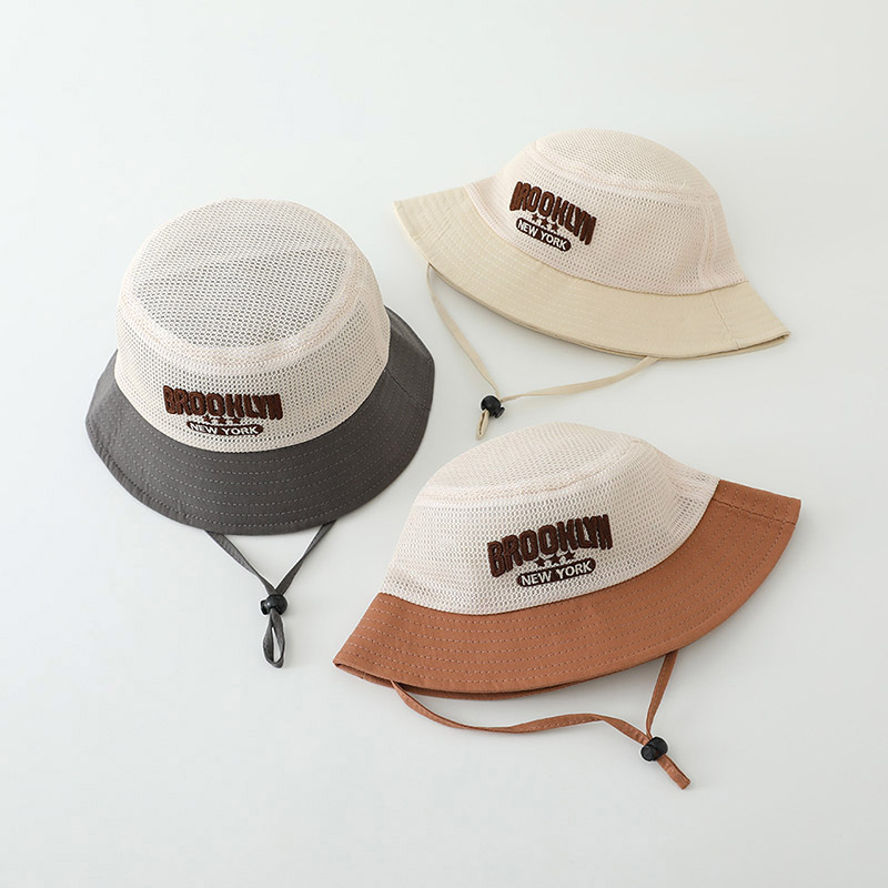 Letter Embroidered Baby Sun Ha - Bucket Hat Cotton 评论和价格